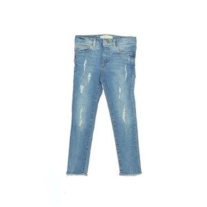 Zara Girls Distressed Light Blue Jeans Size 6 with Raw Hem